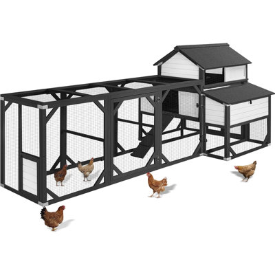 Extra Large Chicken Coop With Run - Includes 6 Nesting Boxes, Removable Tray & Waterproof Roof, 41.3 Ft² For 8-10 Hens