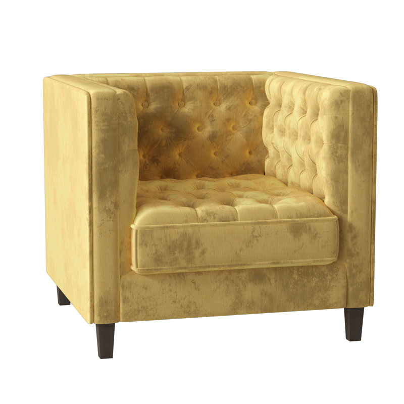 Jess Upholstered Armchair, Savona Butter, Brown Mahogany