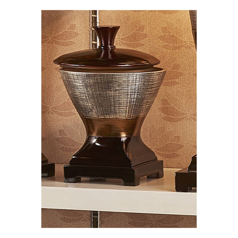 Boîte à bijoux décorative Naomi de 25 cm de haut en polyrésine, motif égyptien, finition espresso