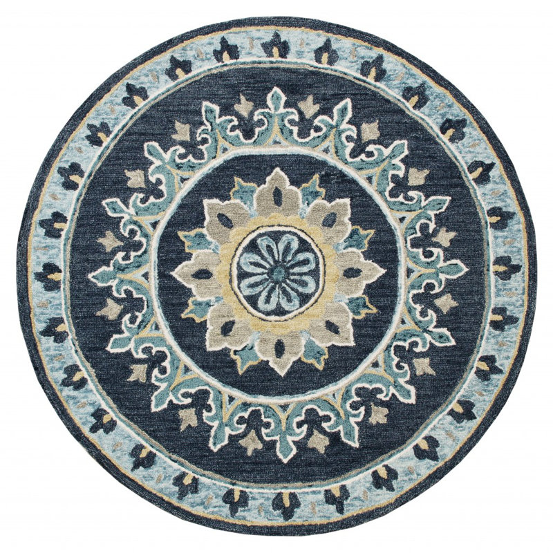 Deferiet Hand Tufted Floral Indoor Rug, Round 5'