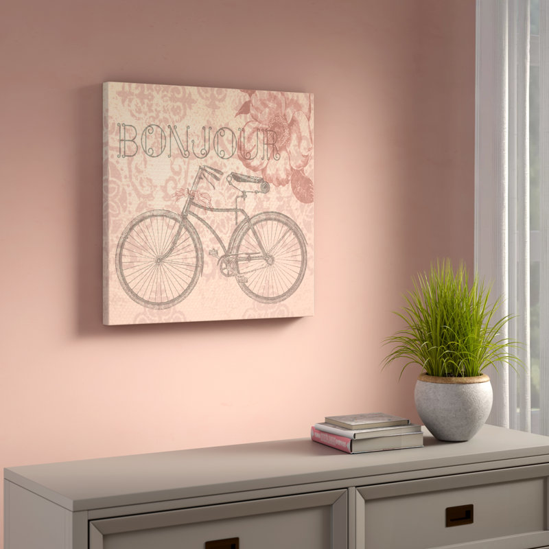 « bonjour rétro vélo paris », impression sur acrylique, H 24 po x l 24 po, Toile tendue