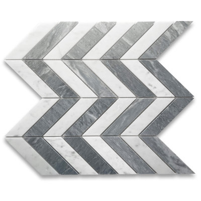 Carreau de mosaïque en marbre à chevrons 12 po x 12 po