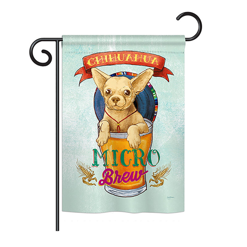 Drapeau de jardin 2 côtés en polyester 1,1 x 1,5 pi chihuahua micro brassing