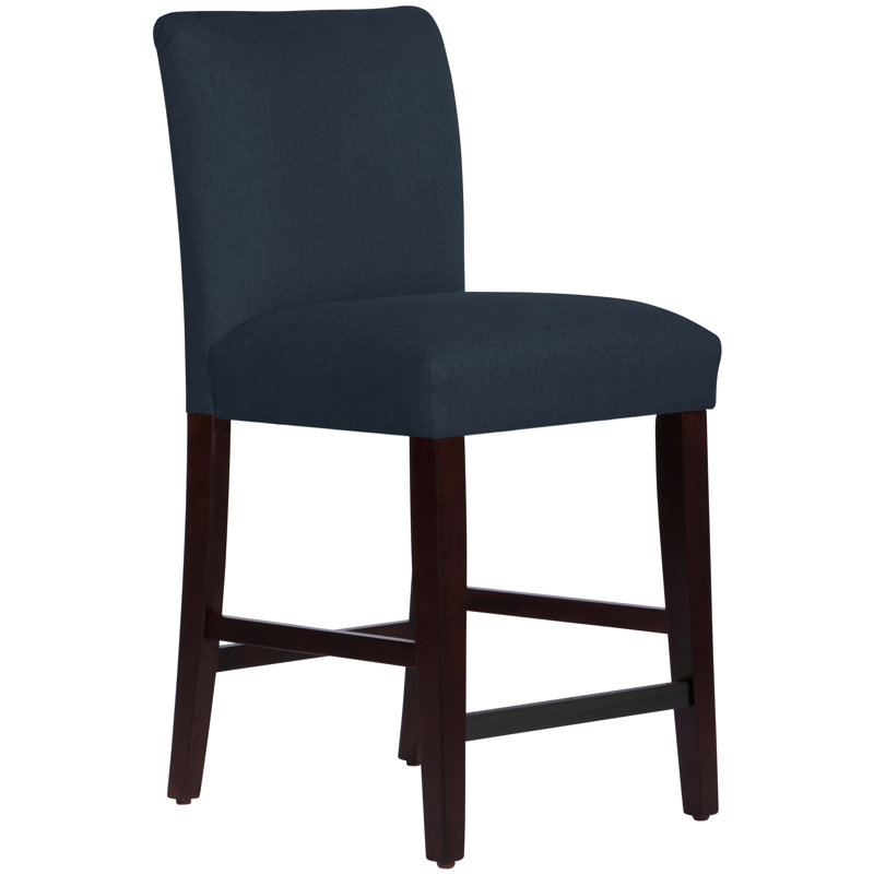 Tabouret de bar et de comptoir Hadrien, Tabouret de comptoir (siège d'une hauteur de 26 p, Lin bleu marine classique