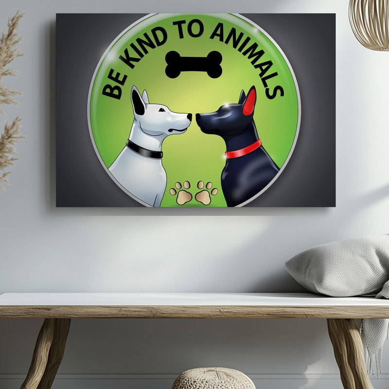 Toile, un autocollant circulaire vibrant comprend deux silhouettes de chiens stylisés, un blanc brillant avec un élégant collier noir et une toile