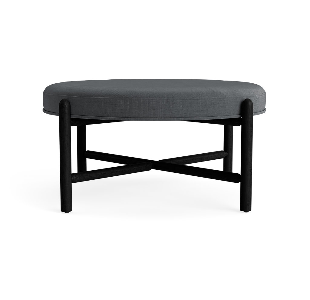 Vane 36" Linen Upholstered Ottoman, Charcoal, Black