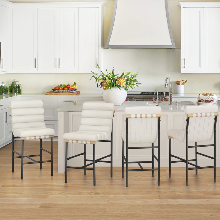 Koeplin Armless Upholstered Counter Height Stools with Metal Frameand Channel Tufted