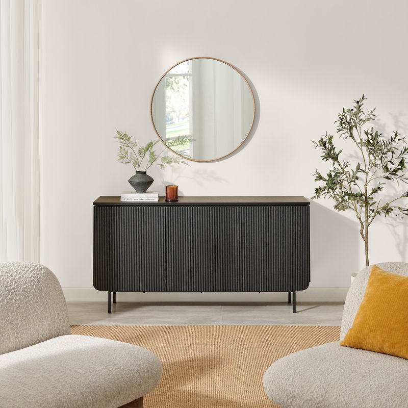 Penny Pillar Hallway Living Room Sideboard Storage - Simple & Elegant Scandi Style, Black