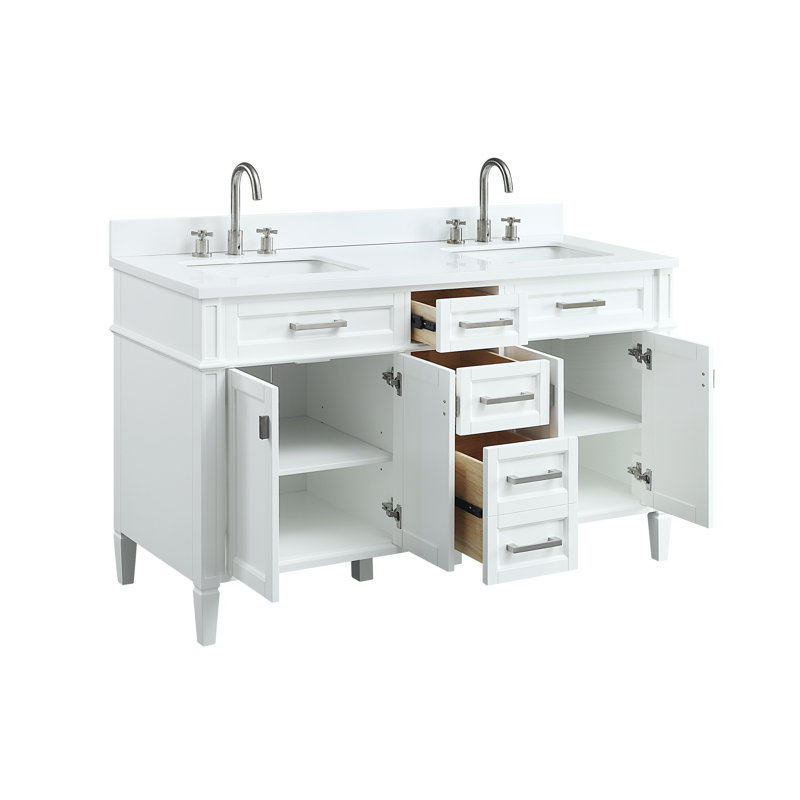 Ensemble de meuble-lavabo double 60 po, Blanc
