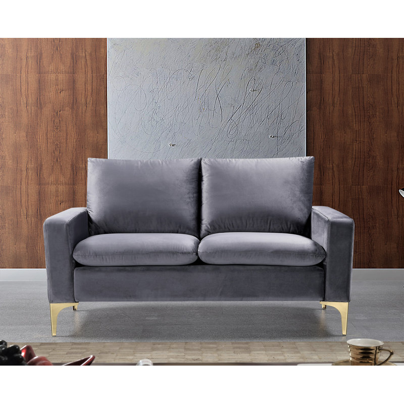 Cottleville 54.72'' Velvet Loveseat, Gray, 33"H x 54" W x 31" D