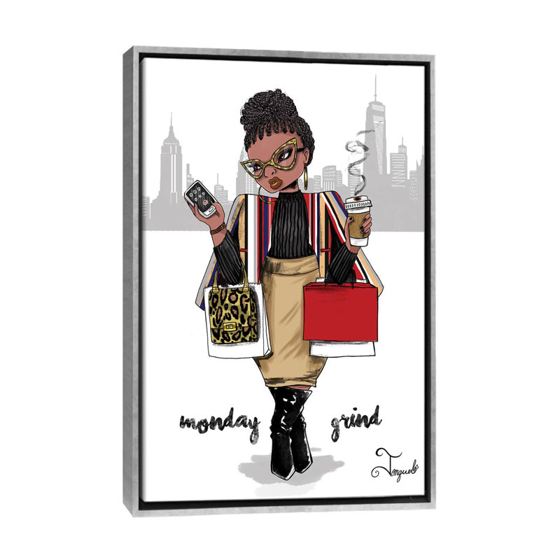 «London Grind» par Jonquel Art, reproduction d'art, H 40 po x l 26 po x P 1,5 po, Toile avec cadre argenté, Pas de tapis