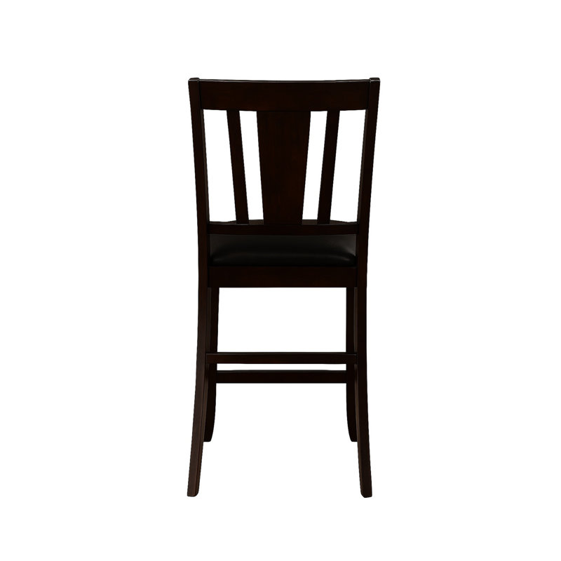 De 2 chaises de hauteur de comptoir traditionnelles avec siège rembourré, dossier à lattes, design transitionnel pour les sièges de salle à manger, dossier à la maison