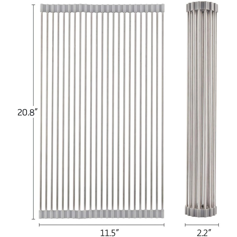 Panier à vaisselle en acier inoxydable, H 0,5 po x l 11,5 po x P 20,8 po, Gris chaud
