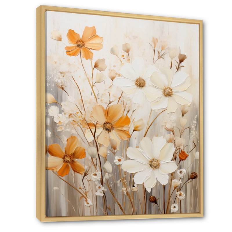 Weissberg - minimalisme jaune, fleur blanche, collage II - impression, H 44 po x l 34 po x P 1,5 po, Cadre naturel flottant