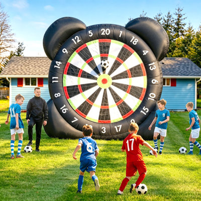 Jeu de fléchettes de soccer gonflable géant Relunch 10 pi pour adultes (ventilateur UL intégré), livré avec 8 ballons de soccer pour les jeux de plein air dans la cour