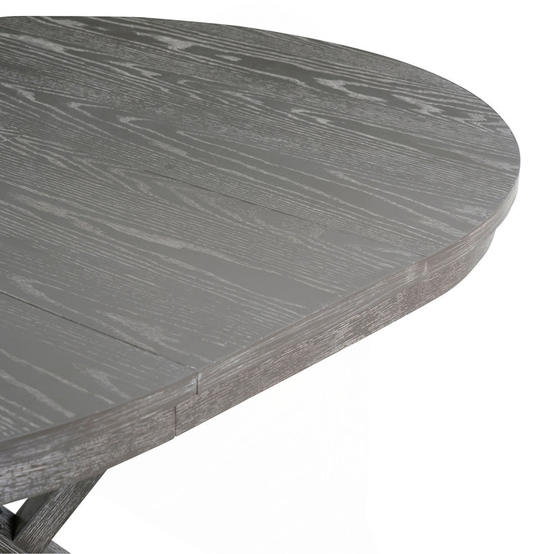 Ensemble de table de salle à manger 5 pièces avec table à rallonge et 4 chaises rembourrées, Gris, Gris, Gris