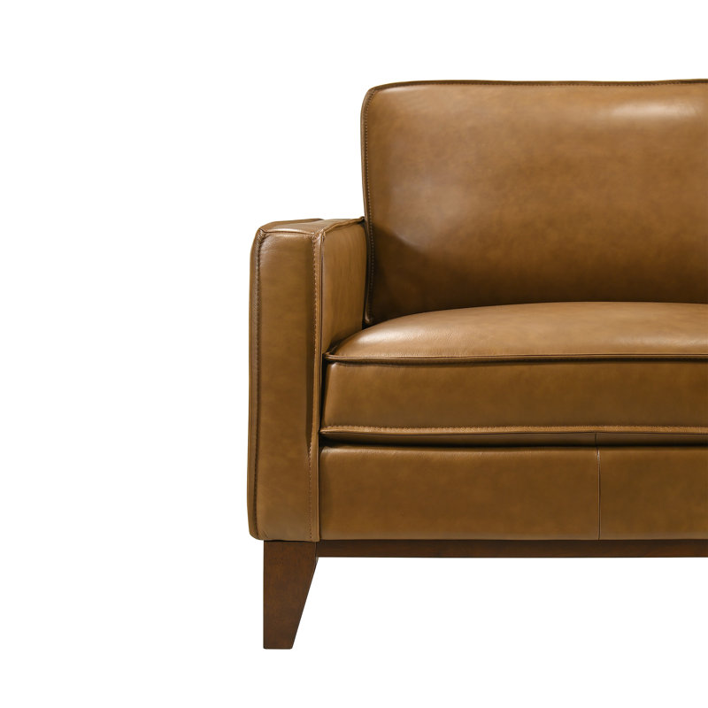 Caliah Leather Arm Chair In Caramel (Set Of 2)