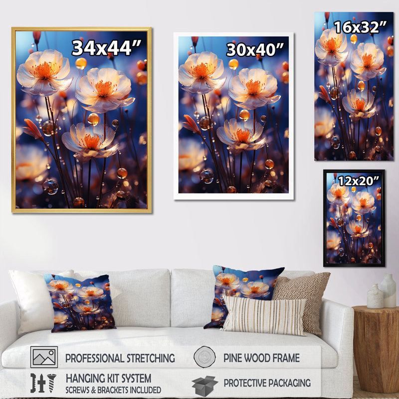 Wildflower Meadow Waltz Tranquility sur impression sur toile, Cadre doré simple, H 20 po x l 12 po x P 1 po