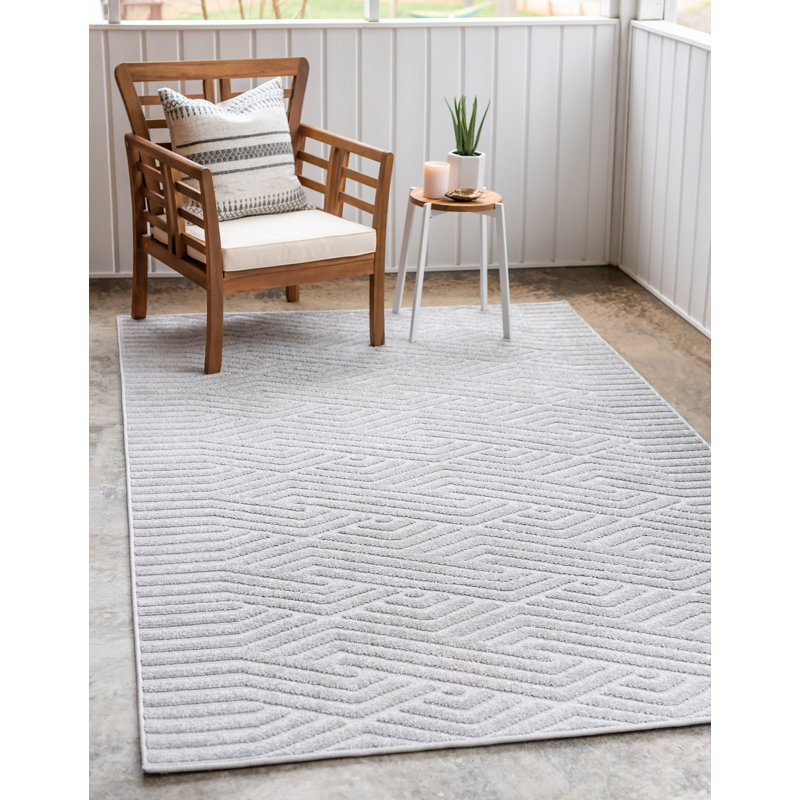 Outdoor Claudia Area Rug Silver Color, Rectangle 8' x 10'