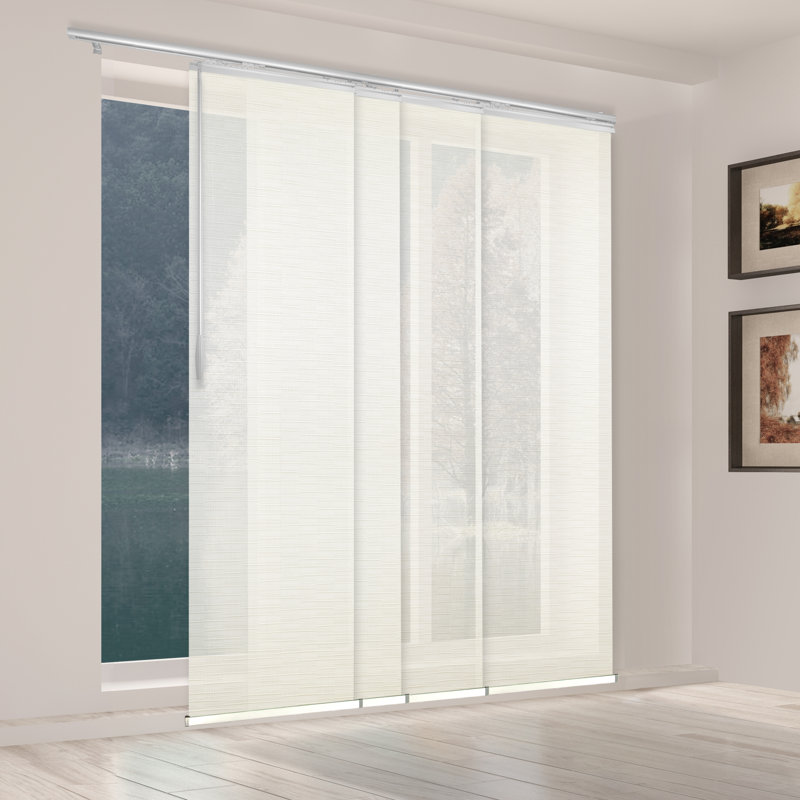 Store vertical en filigrane semi-diaphane, L 88 po x L 116 po, Blanc