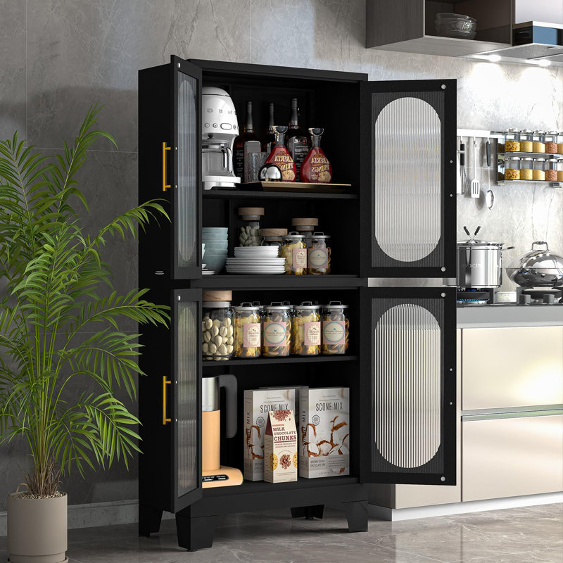 Armoire de rangement à 4 tablettes Cadell, Noir