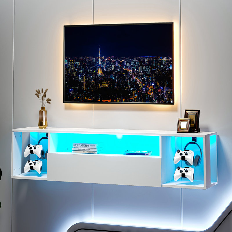 Meuble télé pour téléviseur de 60 po ou moins Dreveon, Blanc