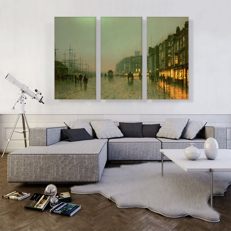 Peinture de toile de fond, «Manchester From Wapping 1885» par John Atkinson Grimshaw, H 40 po x l 60 po x P 0,75 po
