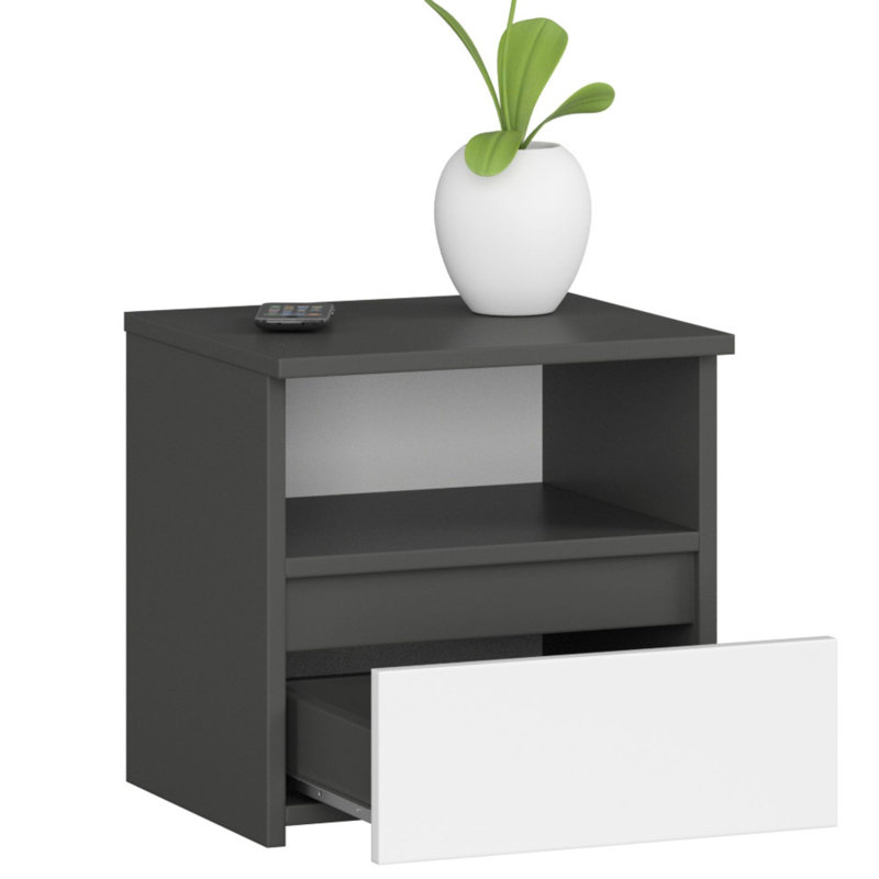 Resmi 40cm W Particle Board Bedside Table, Grey, White