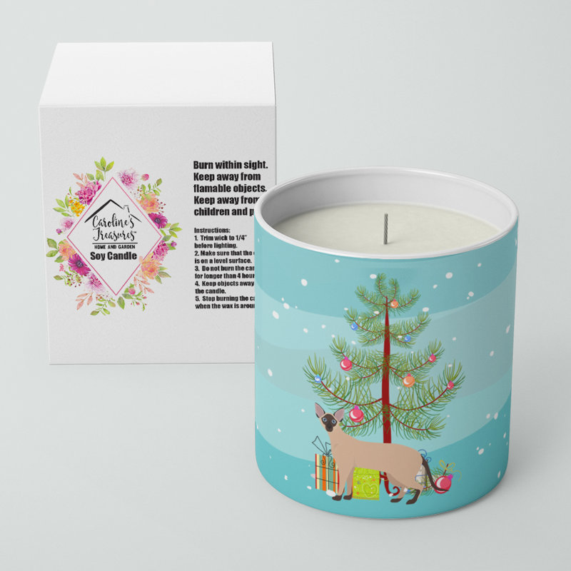 Bougie décorative en soja 10 oz Colorpoint Shorthair # 2 Cat Merry Christmas