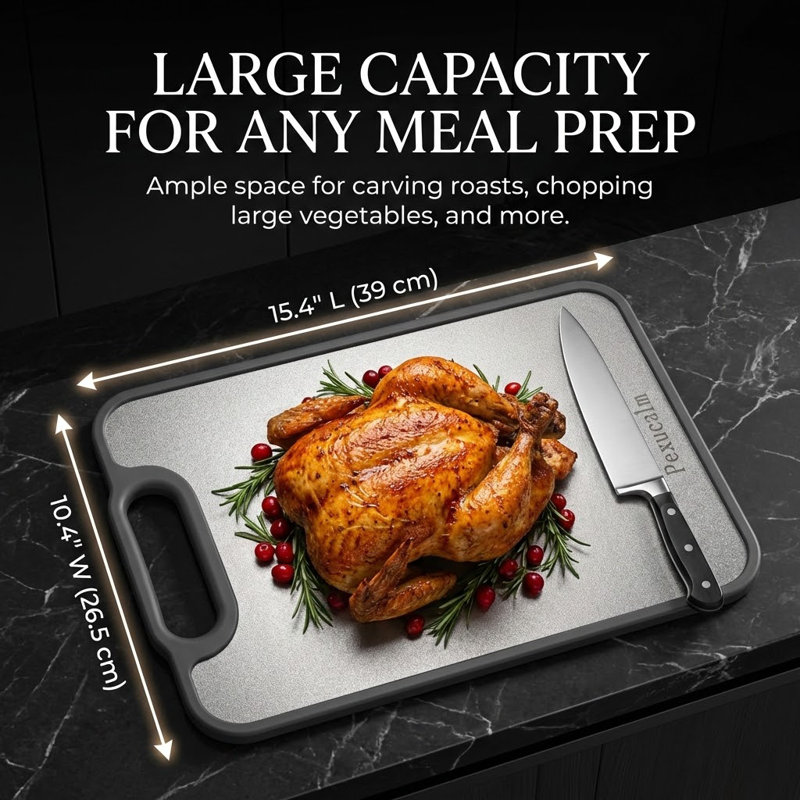 Planche à découper en titane double face pour cuisine Pexucalm, 15,4 po x 10,4 po
