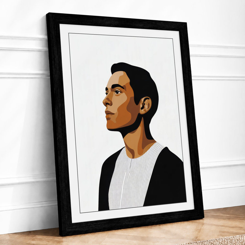 Profile In Contemplation Modern - Print, A1 - 84.1 x 59.4 cm, Black