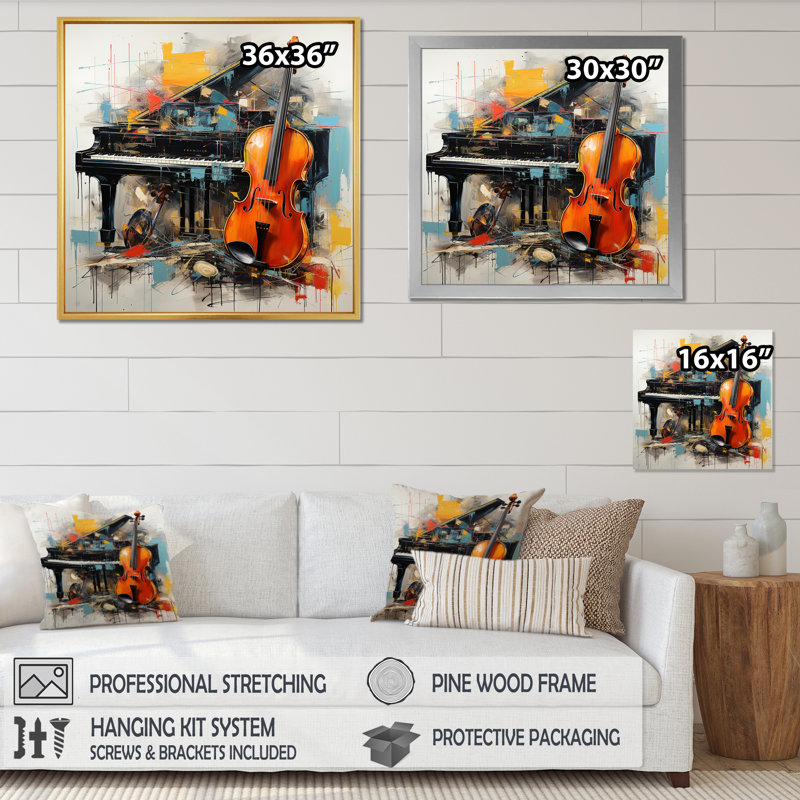 Musique dynamique ballade audacieuse - musique, art mural, H 36 po x l 36 po x P 1,5 po, Cadre simple noir