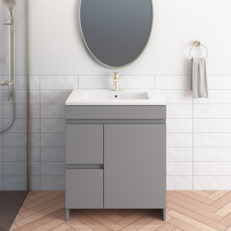 Waelyn 30'' Single Bathroom Vanity with Acrylic Top, Grey