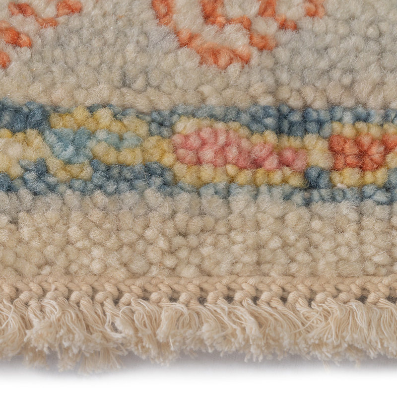 Hand Knotted Wool Oriental Area Rug in Ivory, Rectangle 9' x 12'