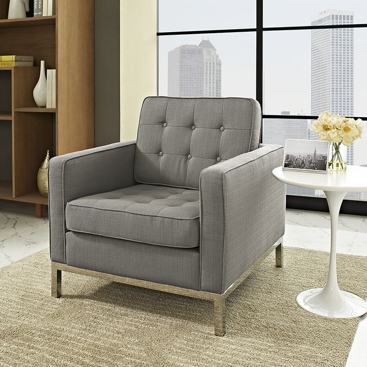 Loft Upholstered Fabric Armchair, Granite