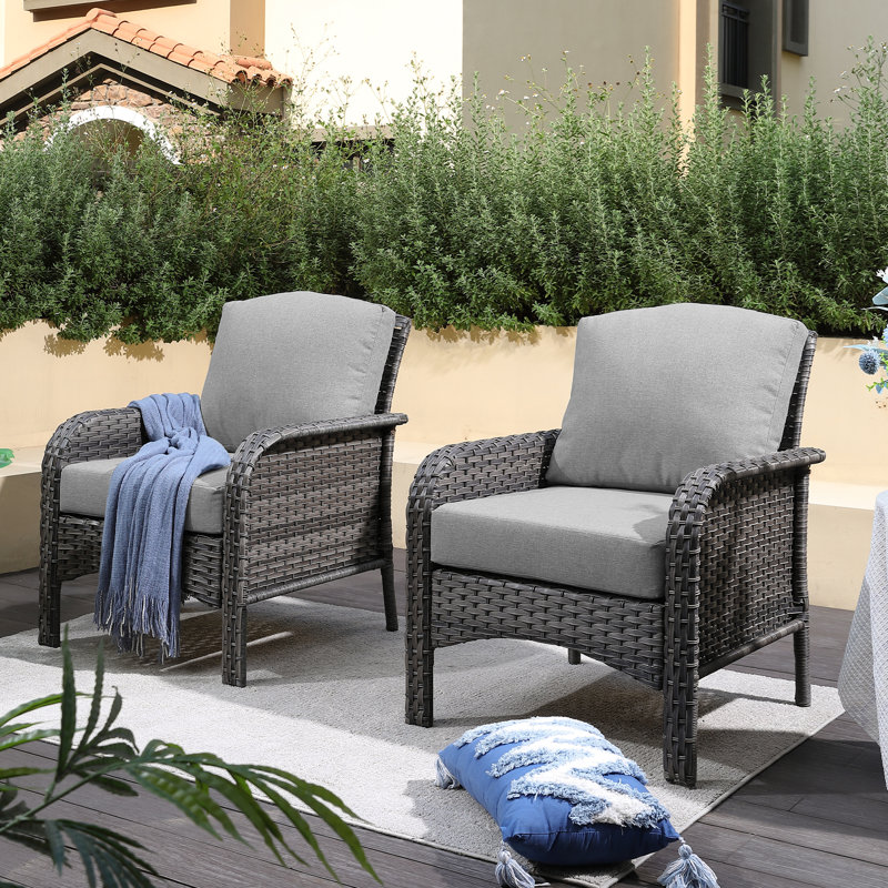 Chaise de patio avec coussins Gretna, Gris foncé, gris