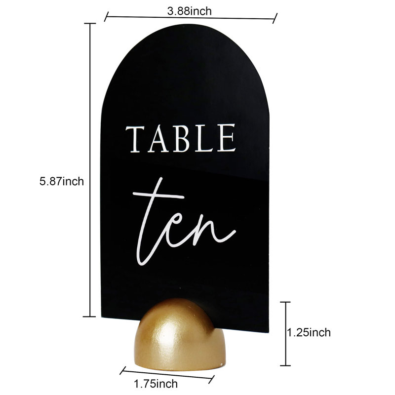 Table de cursive moderne avec numéro de carte noire et demi-cercle avec support rond