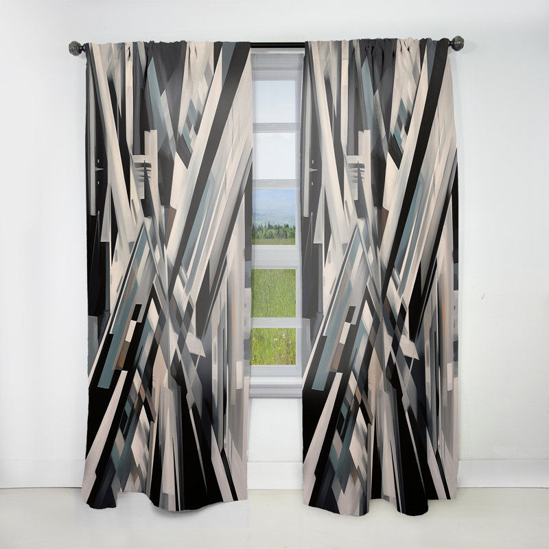 Aldwick - Mid Century Chromatics V - Rideau Mid-Century abstrait - Velours obscurcissant - 1 panneau, L 52 po x L 120 po