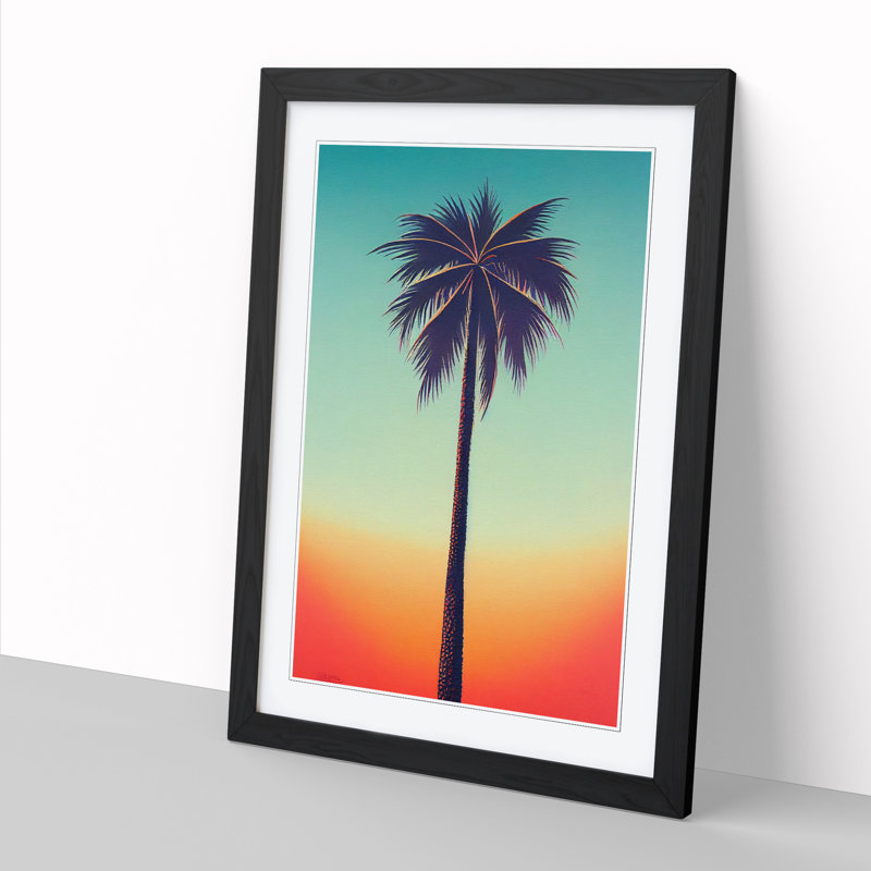 Palm Tree Vol.5 - Single Picture Frame Painting, 64cm H x 46cm W x 2cm D, Black