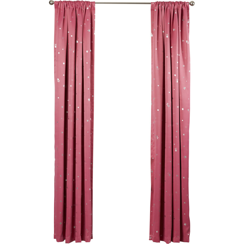 Room Darkening Curtain Pair, Pink, 132cm W x 213cm L