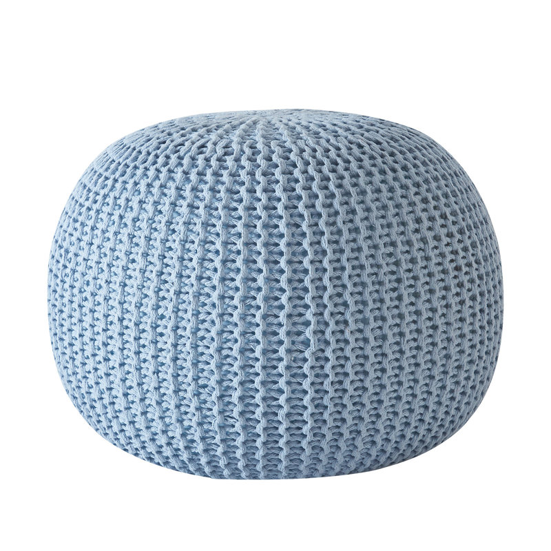 Bramble Upholstered Pouf, Light Blue