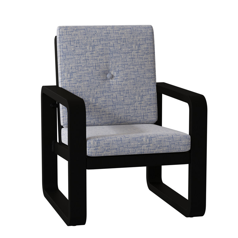 Vale Outdoor Dining Armchair, Textured Black, Canvas Navy Sunbrella® Canvas
