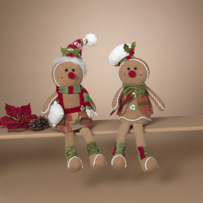 Plush Sitting Gingerbread Man Set of 2 19"H