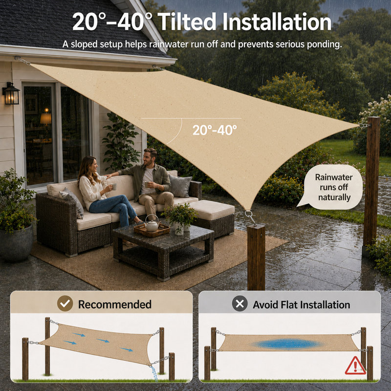 Voile d'ombrage imperméable Amgo, 14 pi x 14 pi, Beige