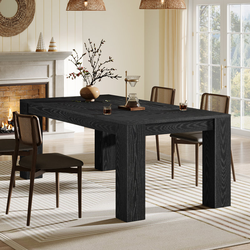 63-Inch Long Dining Table for 4-6 People, Kitchen Dinner Table for Dining Room, Black