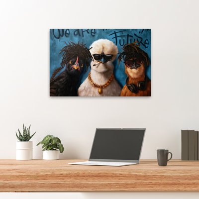 Poultry In Motion - Animals Novelty Urban And Pop Surrealism Birds Art