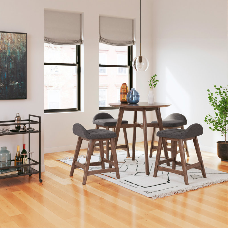 Munana Upholstered Counter Stool with Solid Wood Frame, Charcoal
