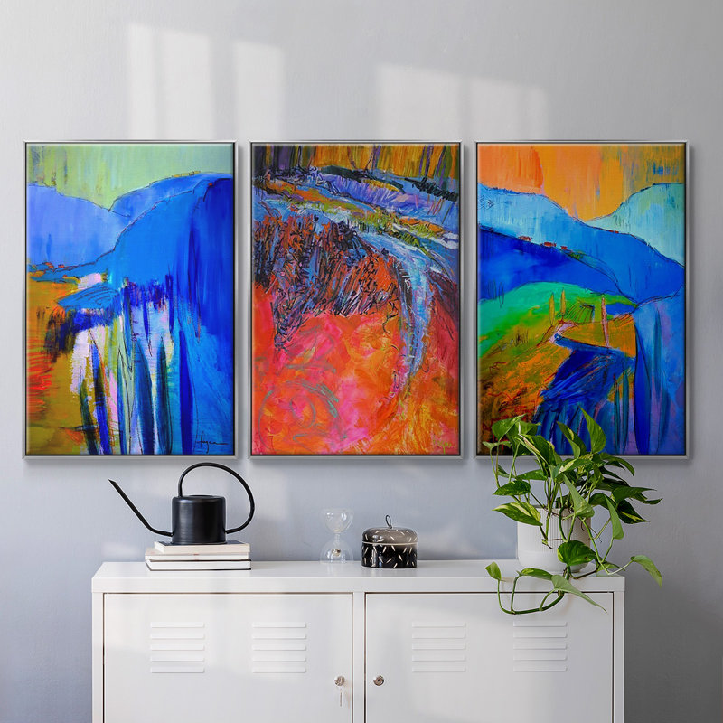 Fertile Dreams I, reproduction encadrée sur toile 3 pièces, Argent, H 36 po x l 72 po x P 2 po