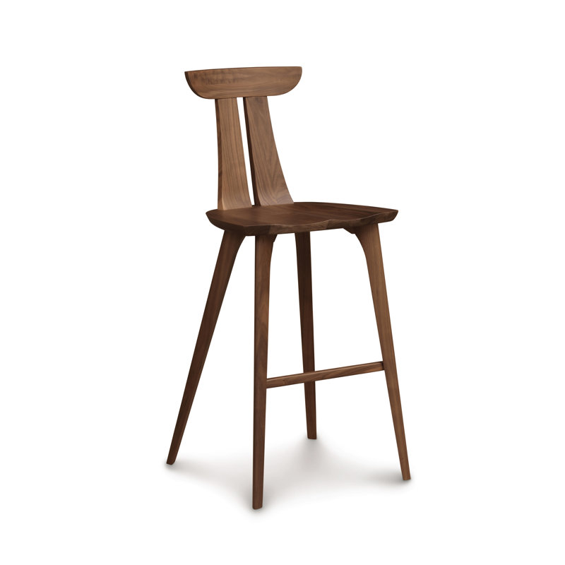 Estelle solid wood stool, Noyer naturel, Tabouret de comptoir (assise de 26 po de hauteur)