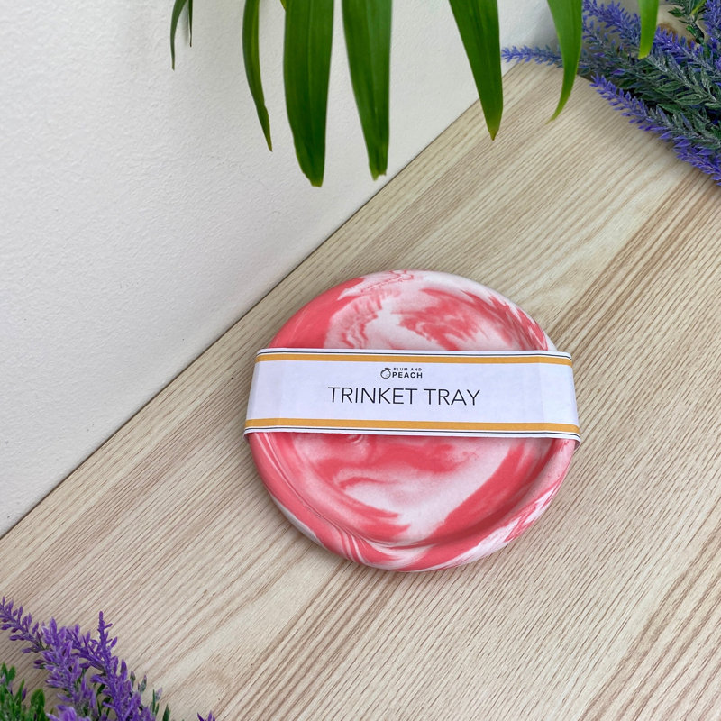 Round Trinket Tray Dish, Pink